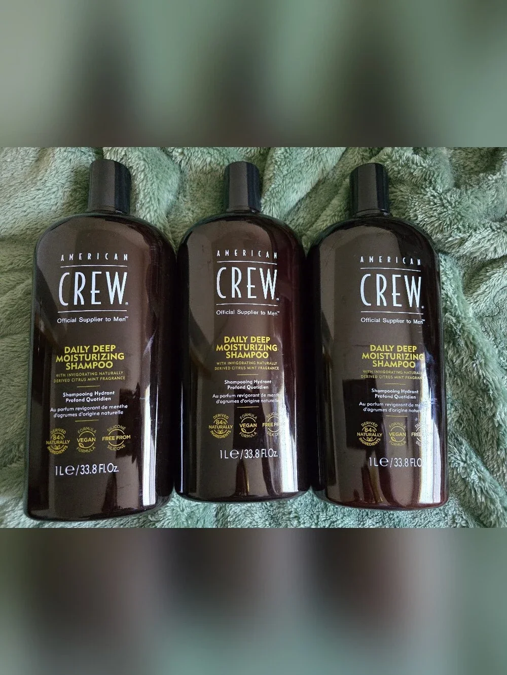 THREE AMERICAN CREW DAILY DEEP MOISTURIZING SHAMPOO FOR MEN 33.8FL OZ EACH